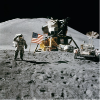 Astronaut and Apollo lunar module on the Moon, featuring Kapp Alloy solder